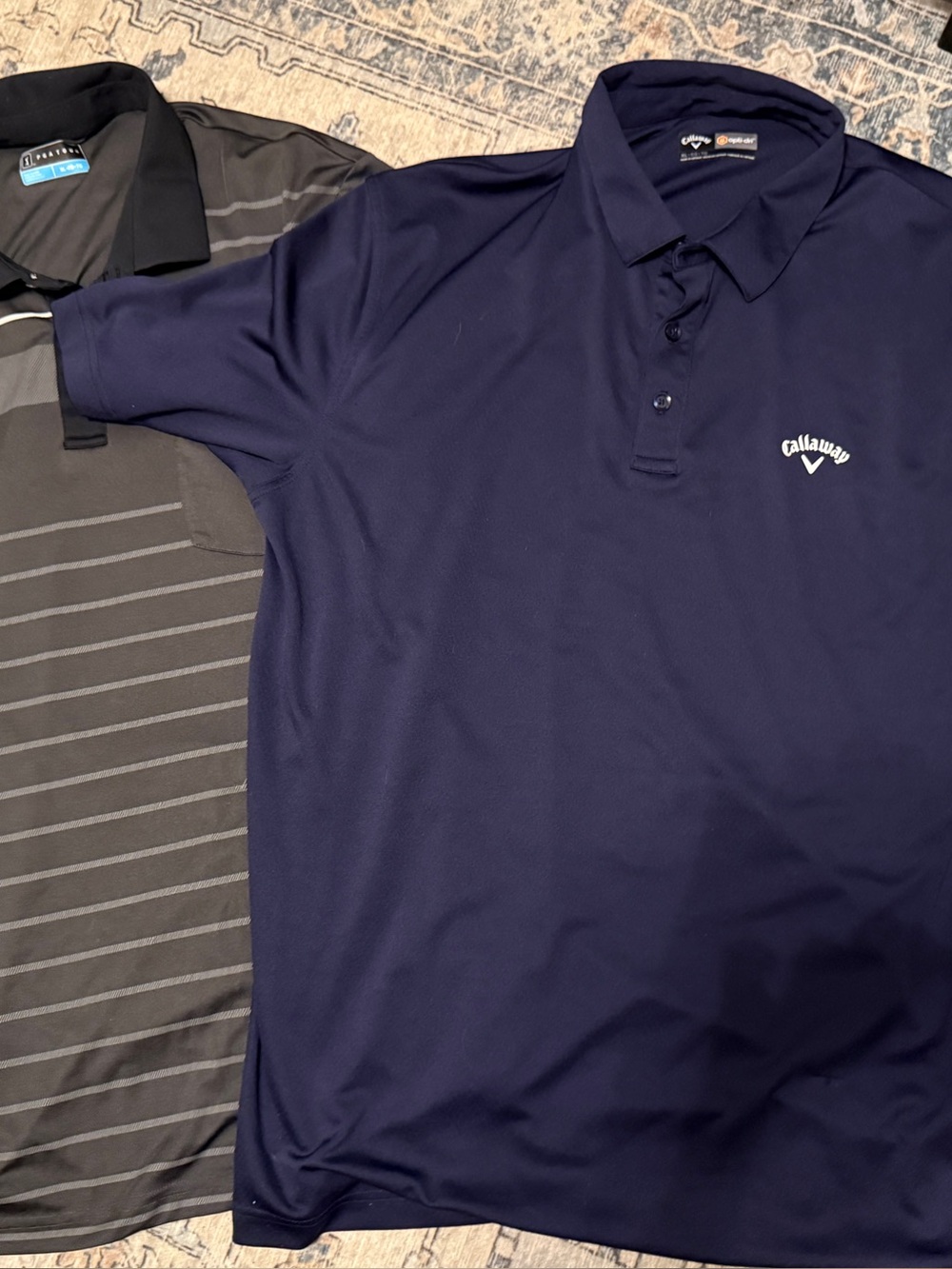 Bundle of 2 Golf Callaway Men's Navy Shirt - & PgA Gray stripes size XL